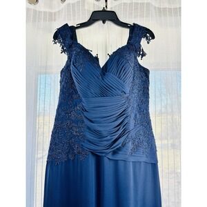 Montage By Mon Cheri Navy Gown Ruched Dress Mother-of-Bride Prom Size 18